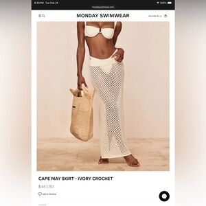 Monday Swimwear Elegant Cream Crochet Swim Skirt